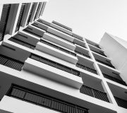 Black and white exterior building with copy space